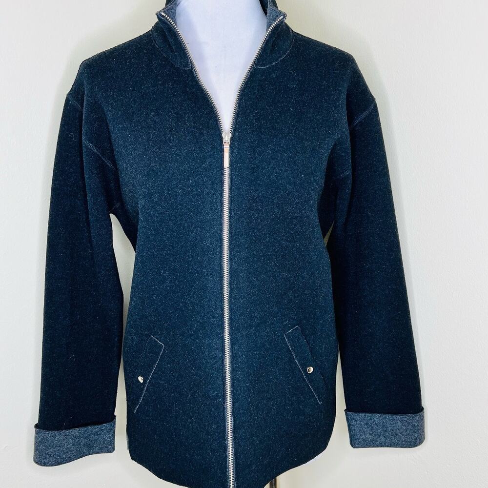 LRL Ralph Lauren Wool Blend Jacket Coat Small Women Black Full Zip Winter Pocket